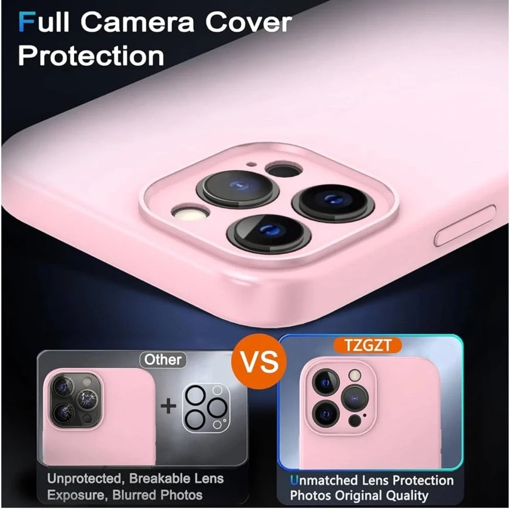NEW iPhone 13 Pro Max‎ Pink Phone Case with 2 Tempered Glass Screen Protectors